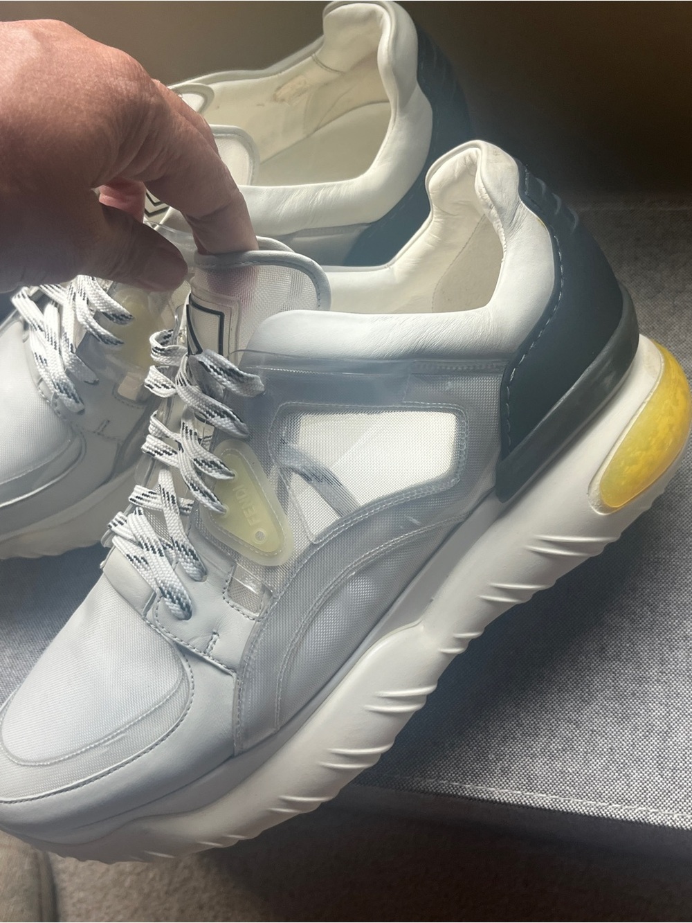 Fendi Flow Reflective Mesh Leather Gray Sneaker Men’s Size 9